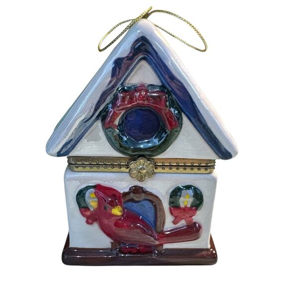 2011 MR CHRISTMAS PORCELAIN MUSIC HINGED HOUSE ORNAMENT MOVING CRITTERS INSIDE - Picture 4 of 8